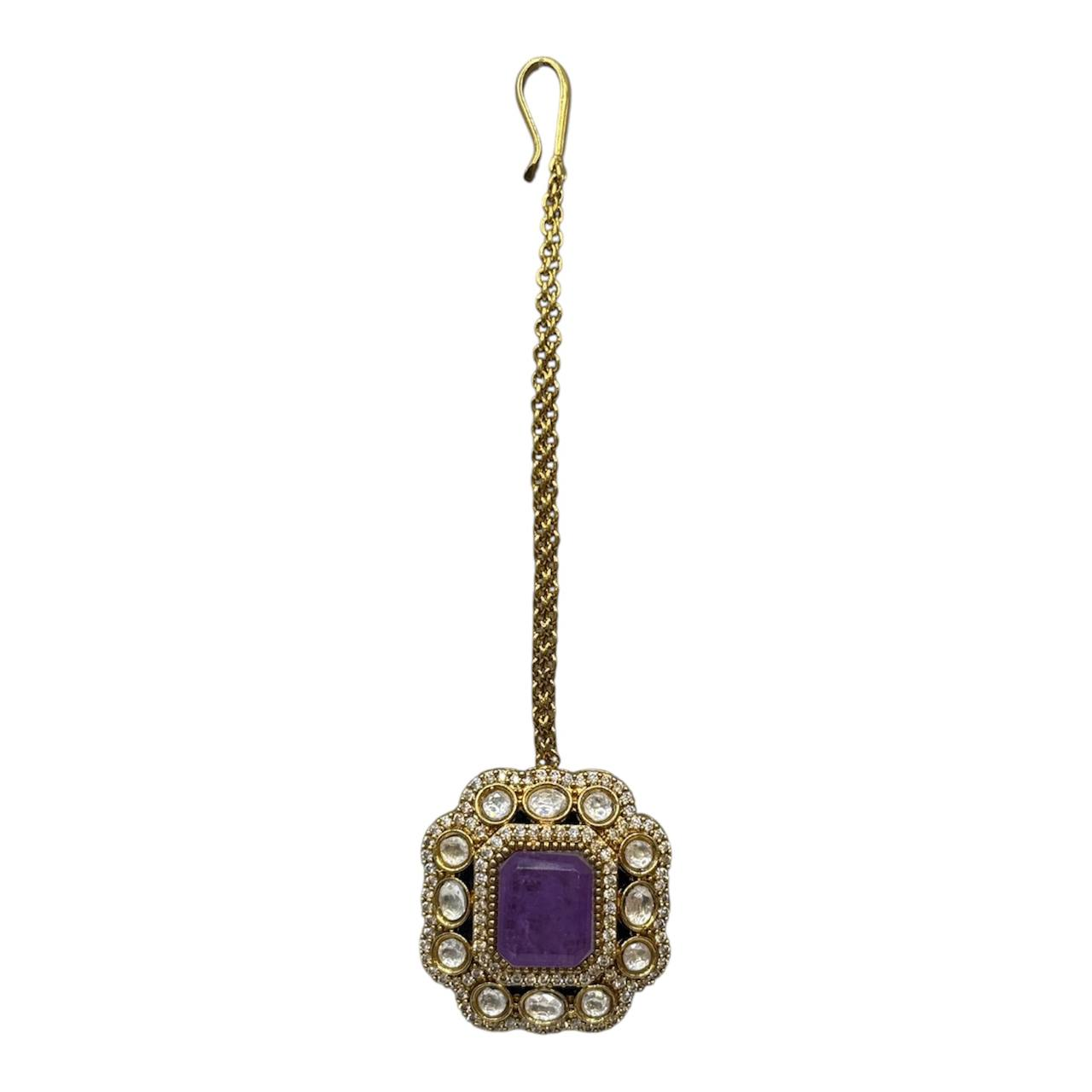 Позолоченное украшение на голову Nola из латуни с фиолетовым камнем